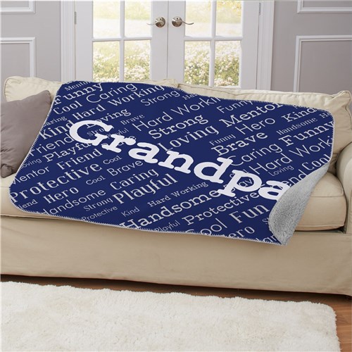 Personalized Dad/ Grandpa Word Art Sherpa Blanket image