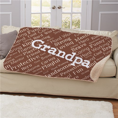 Personalized Dad/ Grandpa Word Art Sherpa Blanket image