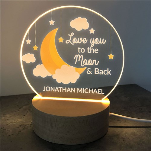 Personalized To the Moon and Back Round Light Up Sign image