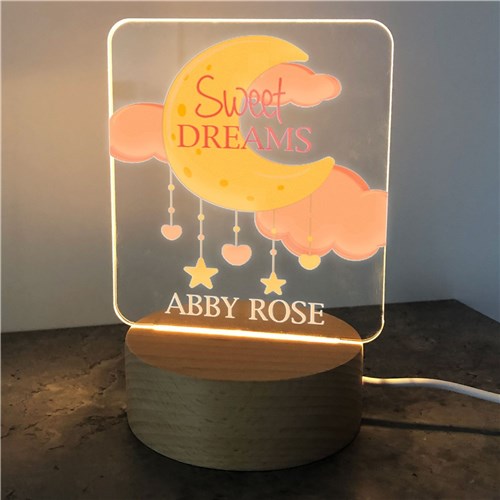 Personalized Sweet Dreams Moon Square Light Up Sign image