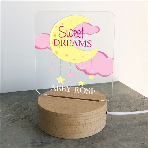 Personalized Sweet Dreams Moon Square Light Up Sign image