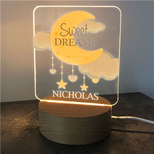 Personalized Sweet Dreams Moon Square Light Up Sign image