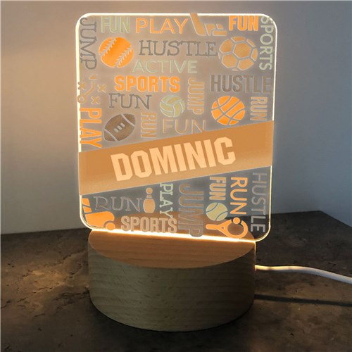 Personalized Sports Static Word Art Square Light Up Sign image
