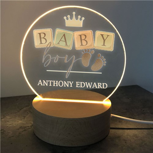 Personalized Baby Crown Round Light Up Sign image