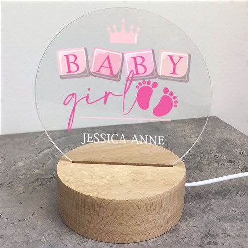 Personalized Baby Crown Round Light Up Sign image
