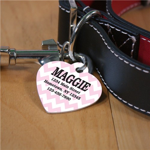 Personalized Chevron Heart Pet Tag image