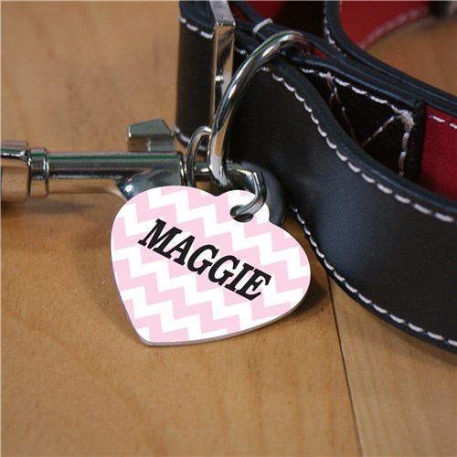 Personalized Chevron Heart Pet Tag image