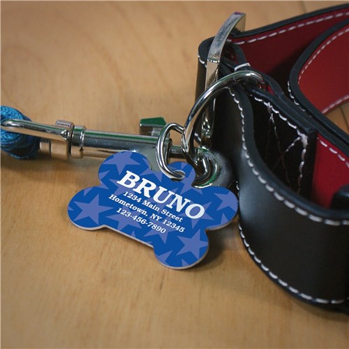 Blue Stars Personalized Dog Bone Tag image