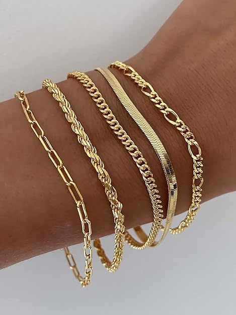 5 Piece Silver or Gold Bracelet Set image