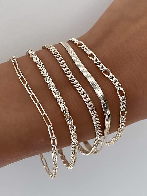5 Piece Silver or Gold Bracelet Set image