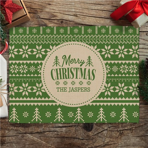 Merry Christmas Sweater Pattern - Green or Red Set of 4 image