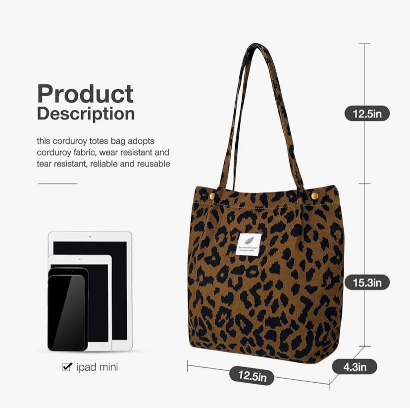 Corduroy Shoulder Tote Bag with Inner Pockets image