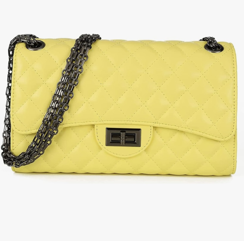 Quilted Crossbody Shoulder Bag with Chain - 12 Colors image
