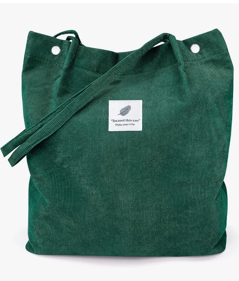Corduroy Shoulder Tote Bag with Inner Pockets image