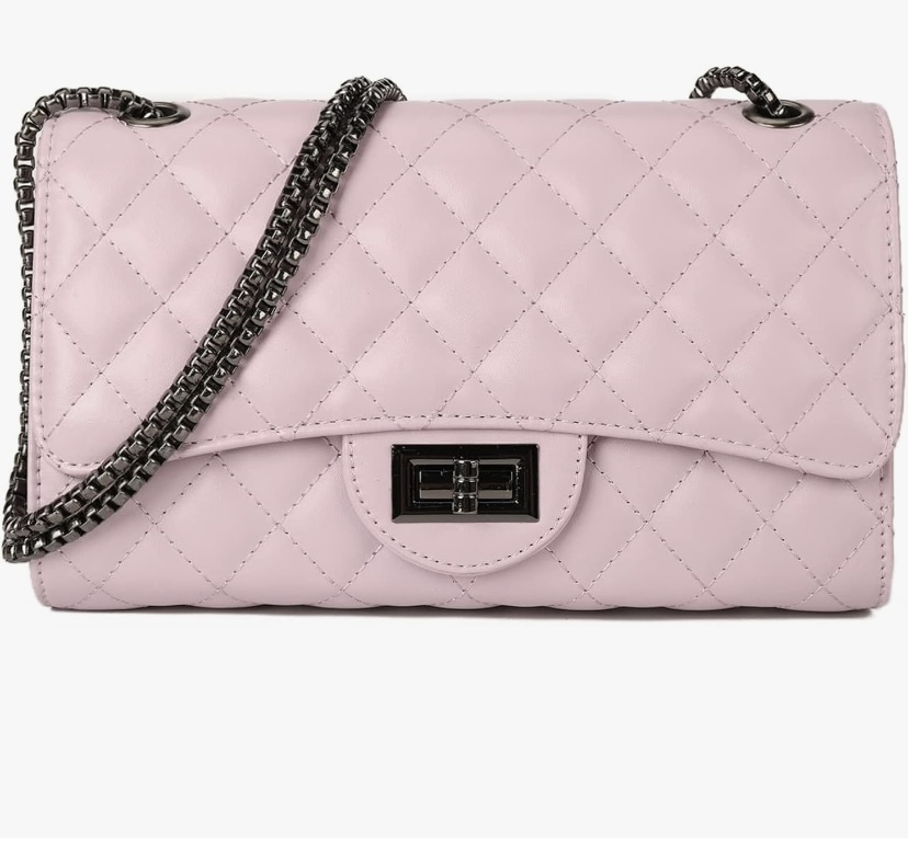 Quilted Crossbody Shoulder Bag with Chain - 12 Colors image
