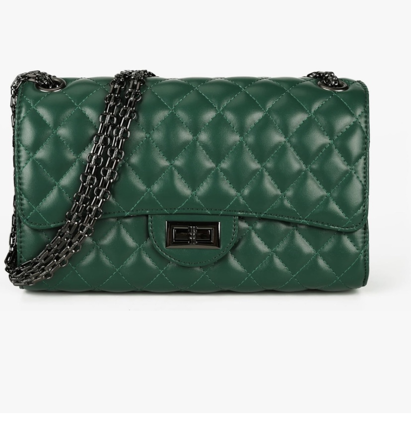 Quilted Crossbody Shoulder Bag with Chain - 12 Colors image