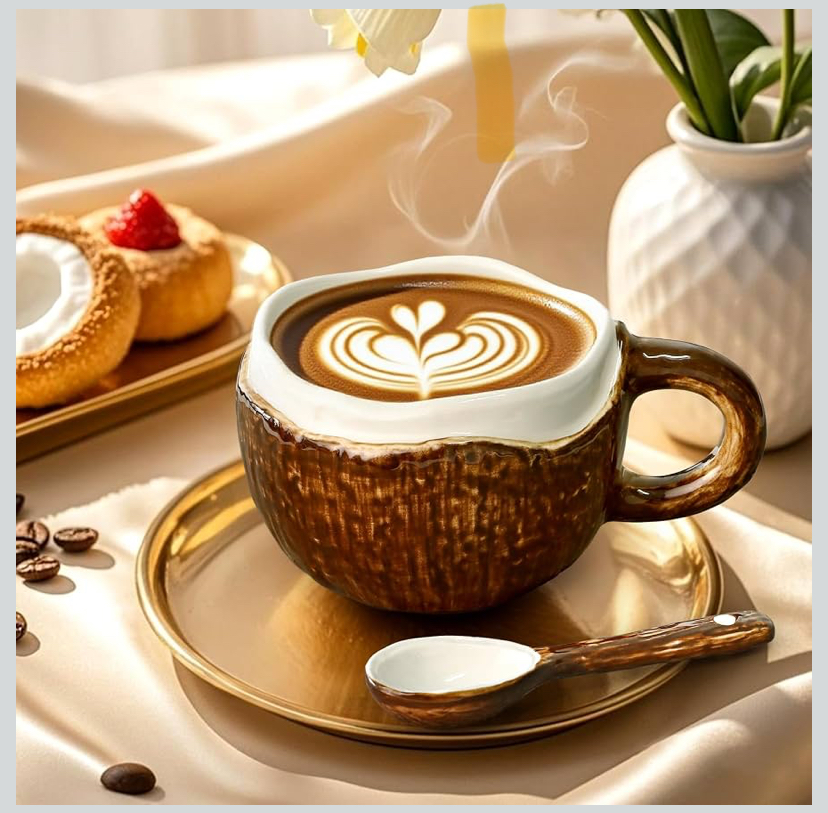 Classy Brown Relaxing Bath Gift with Coconut Mug Gift Set image
