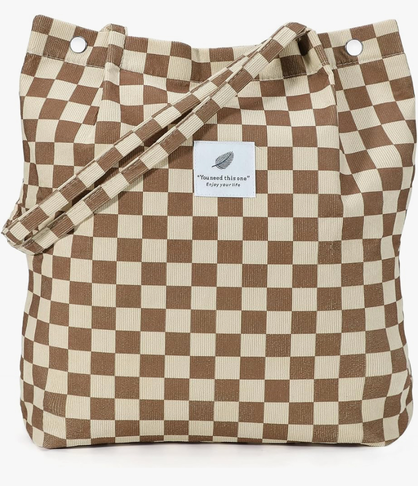 Corduroy Shoulder Tote Bag with Inner Pockets image