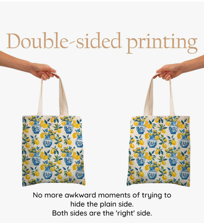Double Sided Print Canvas Tote Bags - 10 Designs image