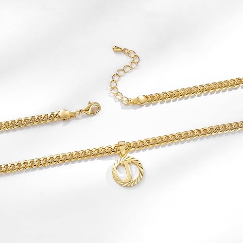 Round Initial 14k Plated Cuban Necklace Women / Men image