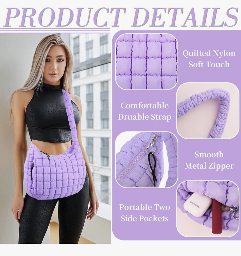 Quilted Carryall Hobo Puff Shoulder Bag - 3 Colors image