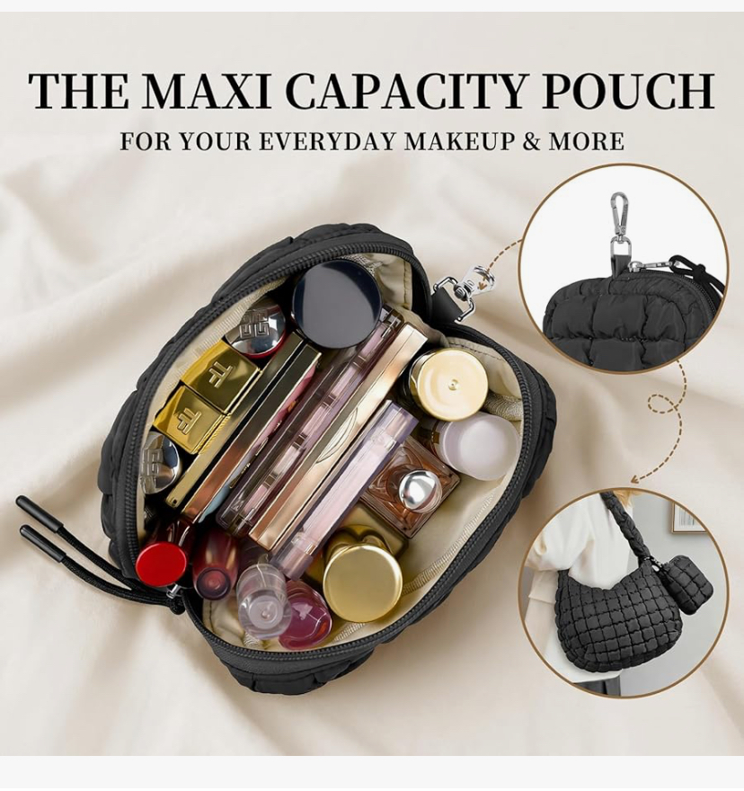 Puffer Tote Quilted Bag with Detachable Pouch -2 Colors image