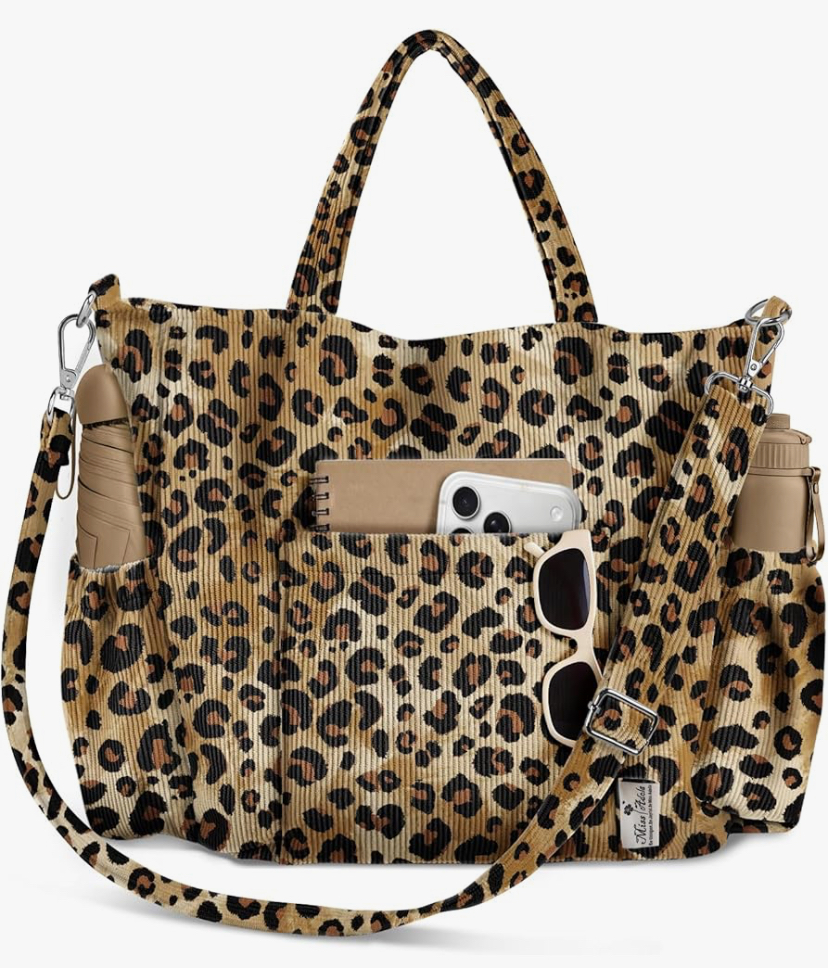 Crossbody Corduroy Tote Bag- Multi Pockets - 15 Colors Patterns image