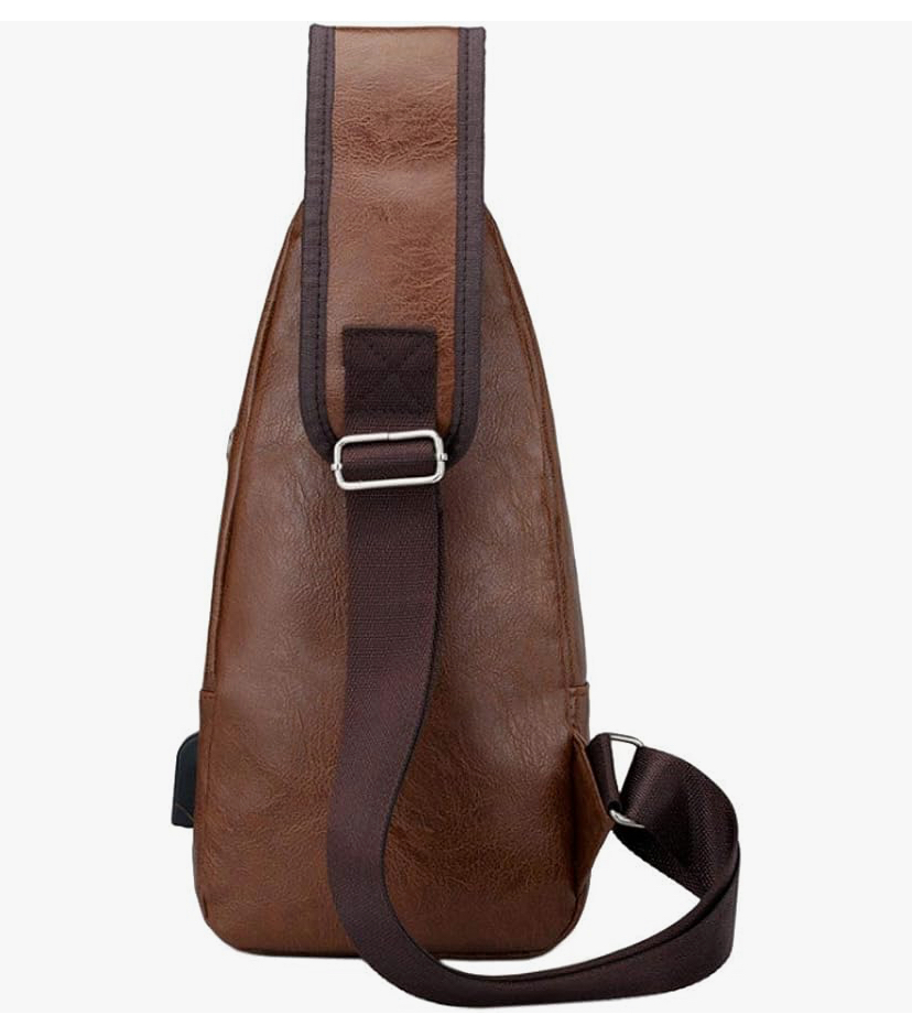 Leather Sling Bag Crossbody Backpack for Men or Women image