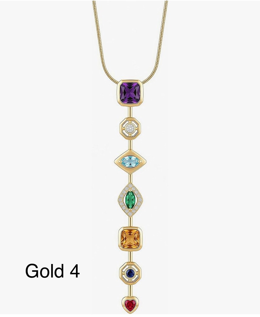 Stunning 7 Stone Drop Necklace - Gold Or Silver -11 Designs image