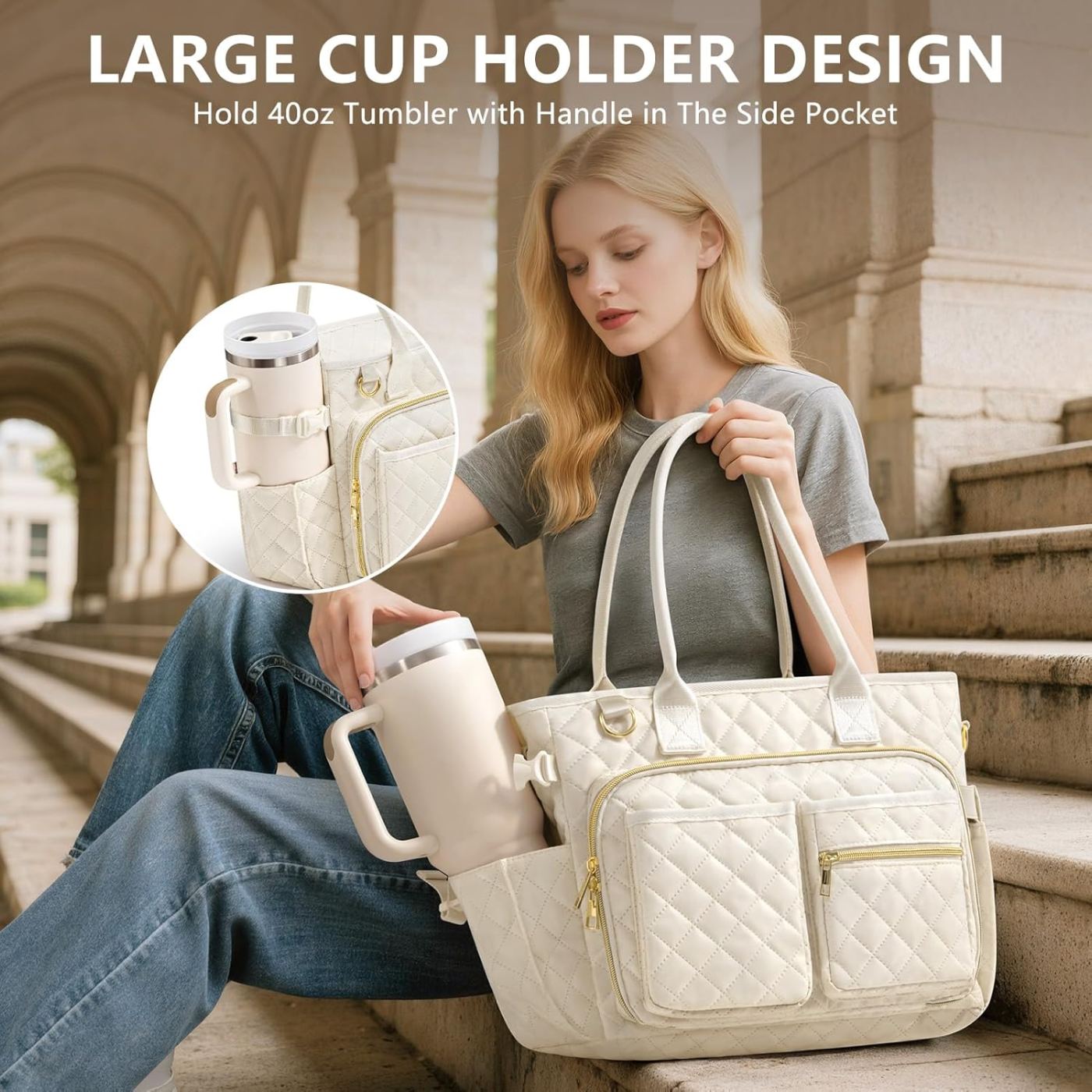 Large Qulited Bible Bag - 6 Colors image