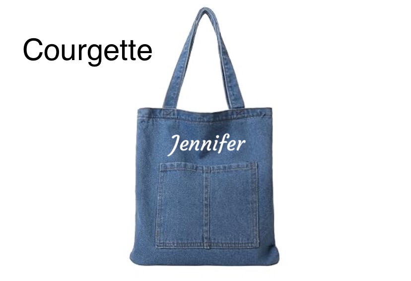 Personalized Denim Shoulder Tote Bag - Dark  Blue or Light Blue image