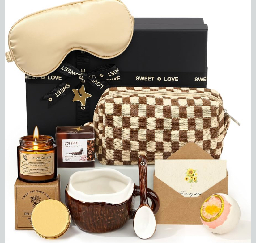Classy Brown Relaxing Bath Gift with Coconut Mug Gift Set