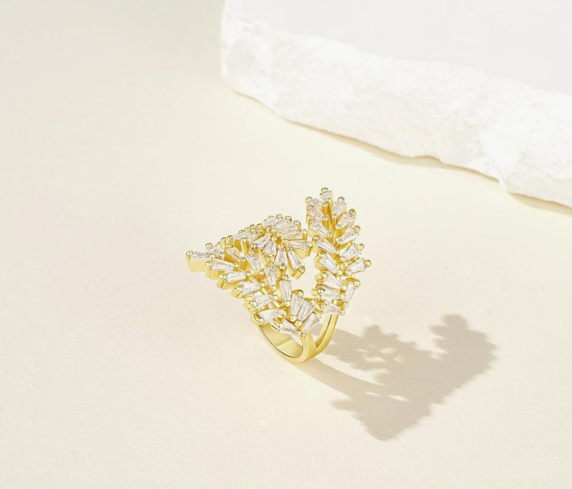 Adjustable Geometric Cubic Zirconia Twisted Ring image