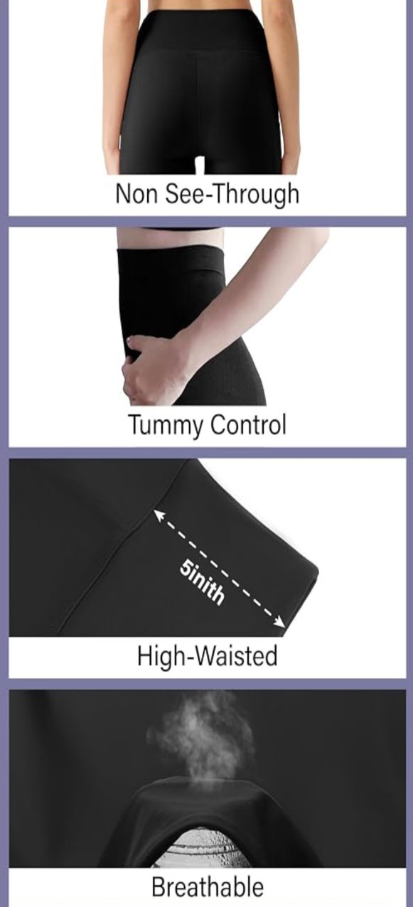 3 Pack Capri Leggings with Pockets - High Waisted Tummy Control - 9 Color Sets image