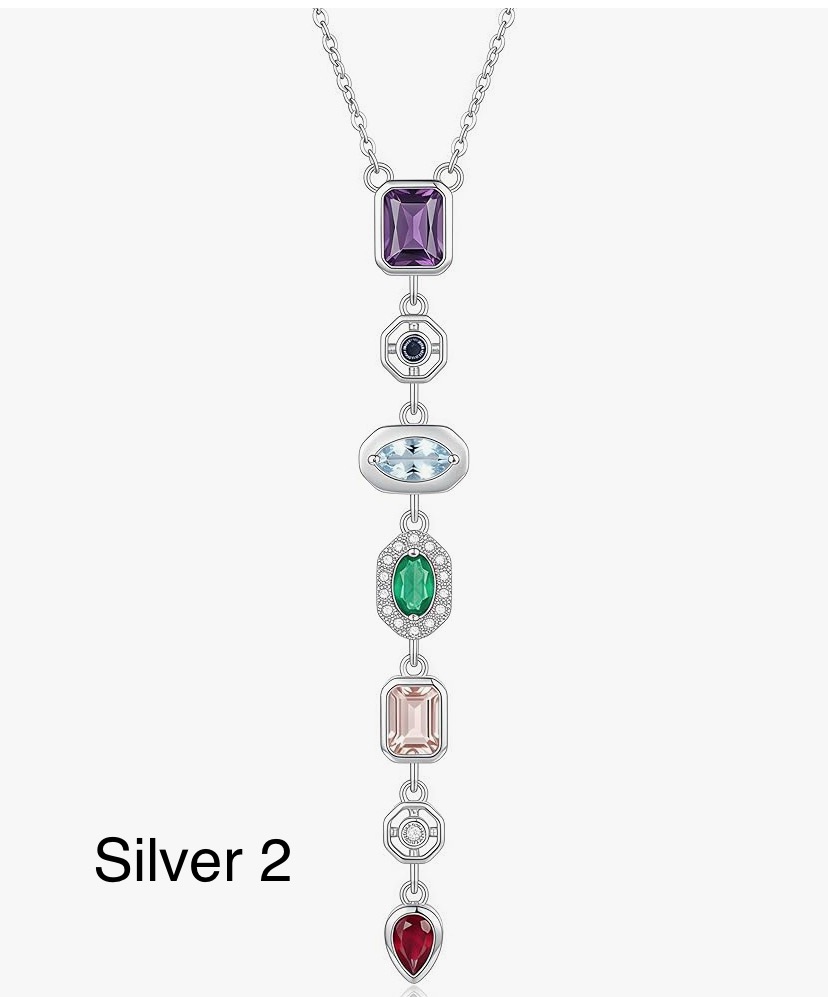 Stunning 7 Stone Drop Necklace - Gold Or Silver -11 Designs image