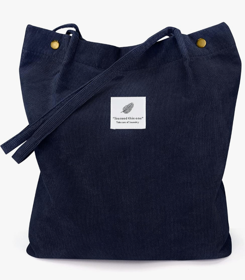 Corduroy Shoulder Tote Bag with Inner Pockets image