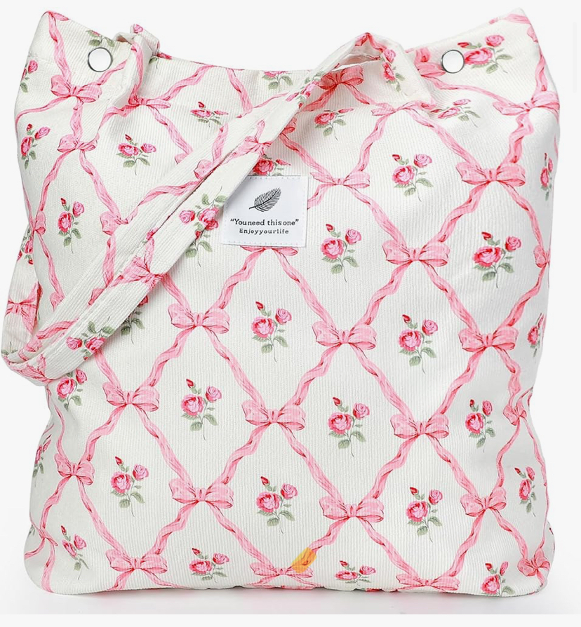 Corduroy Shoulder Tote Bag with Inner Pockets image