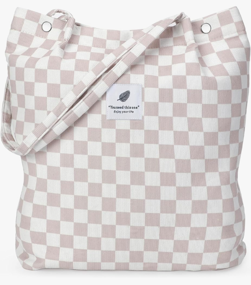 Corduroy Shoulder Tote Bag with Inner Pockets image