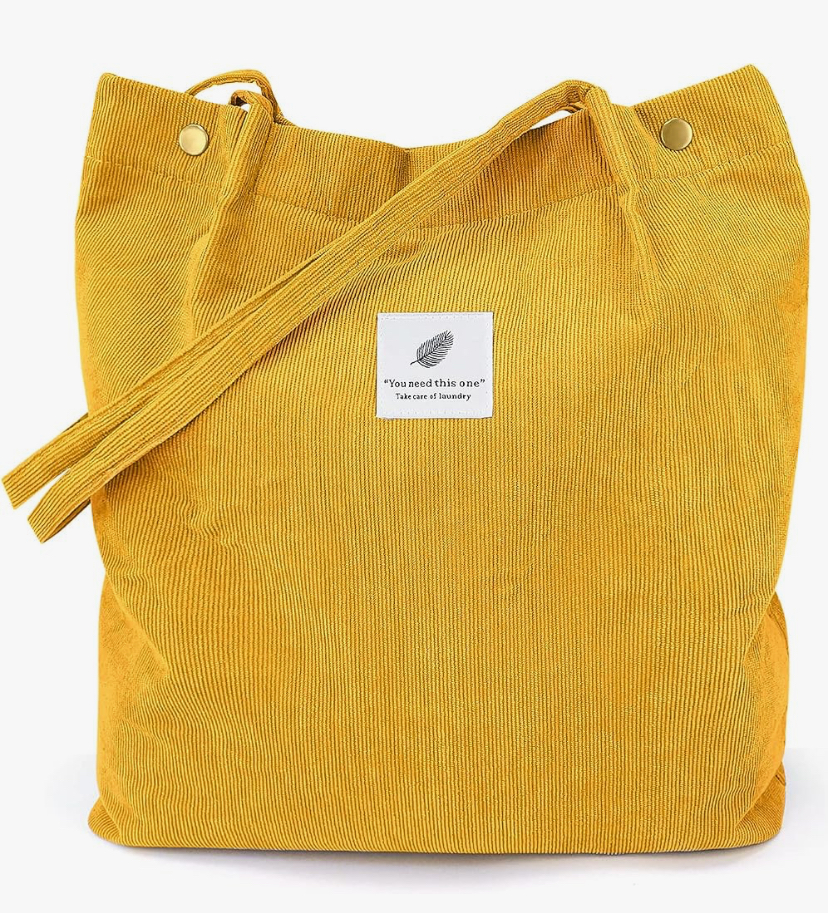 Corduroy Shoulder Tote Bag with Inner Pockets image