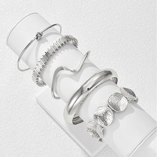 5 Multi Layer Bangle Cuffs,  Gold Or Silver image