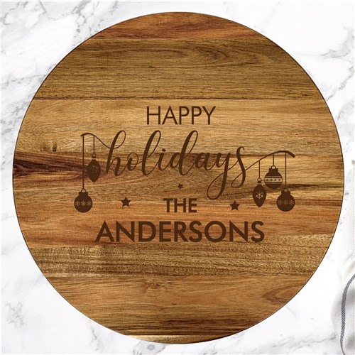 Engraved Happy Holidays Lazy Susan image