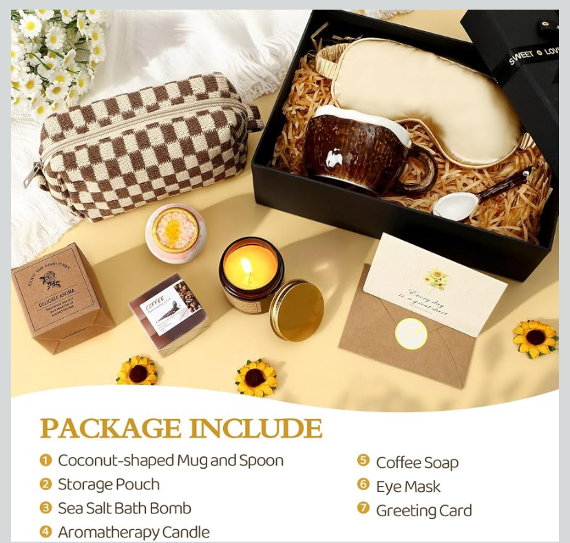 Classy Brown Relaxing Bath Gift with Coconut Mug Gift Set image