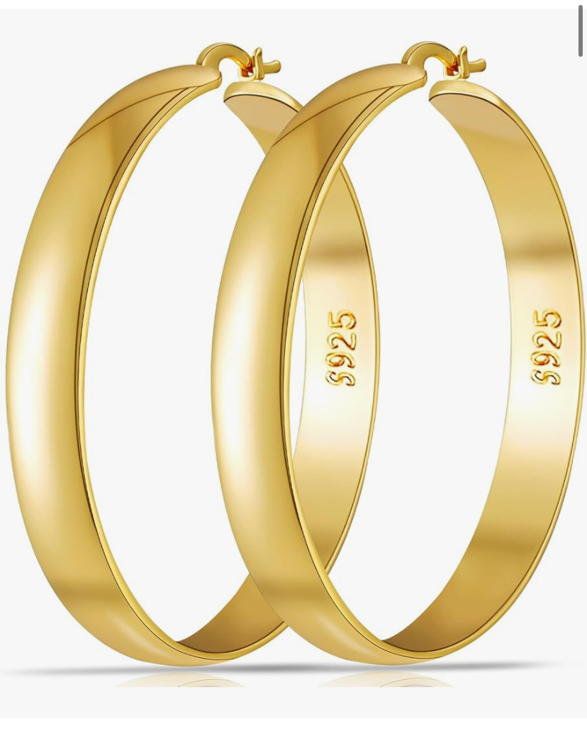 Sterling Silver Gold Plated 8 mm Hoop Earrings