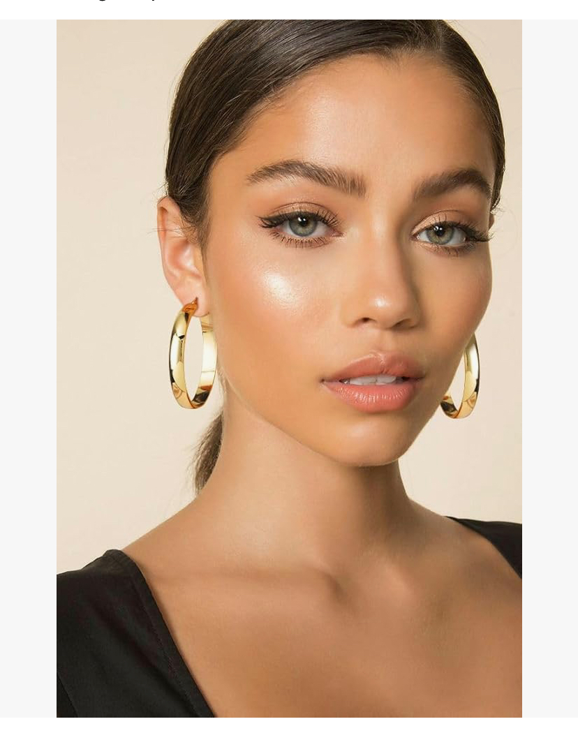 Sterling Silver Gold Plated 8 mm Hoop Earrings image