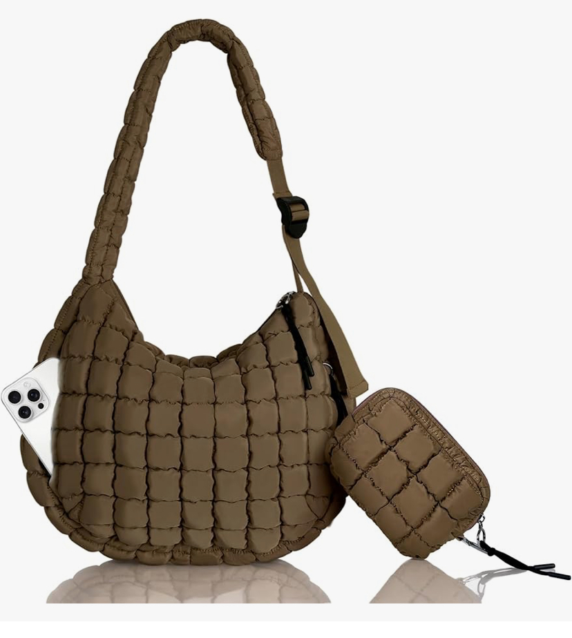 Puffer Tote Quilted Bag with Detachable Pouch -2 Colors