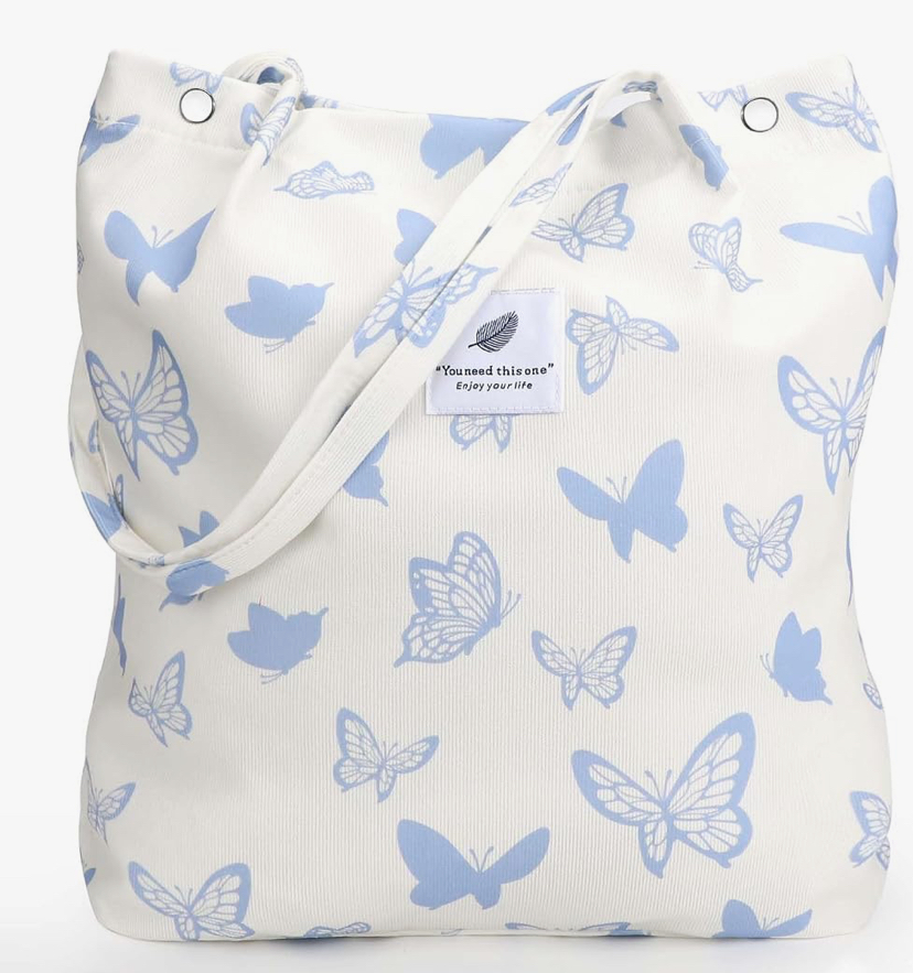 Corduroy Shoulder Tote Bag with Inner Pockets image