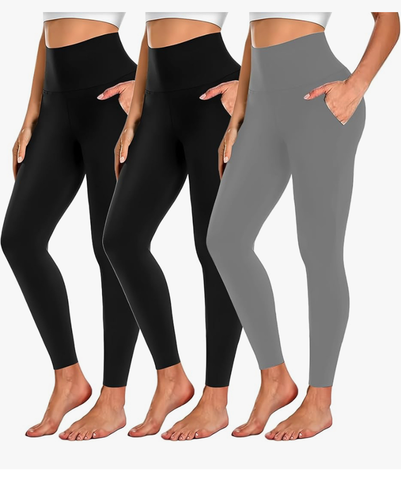 Yoga 3 Pack Leggings / Pockets 2 Black and 1 Dark Gray