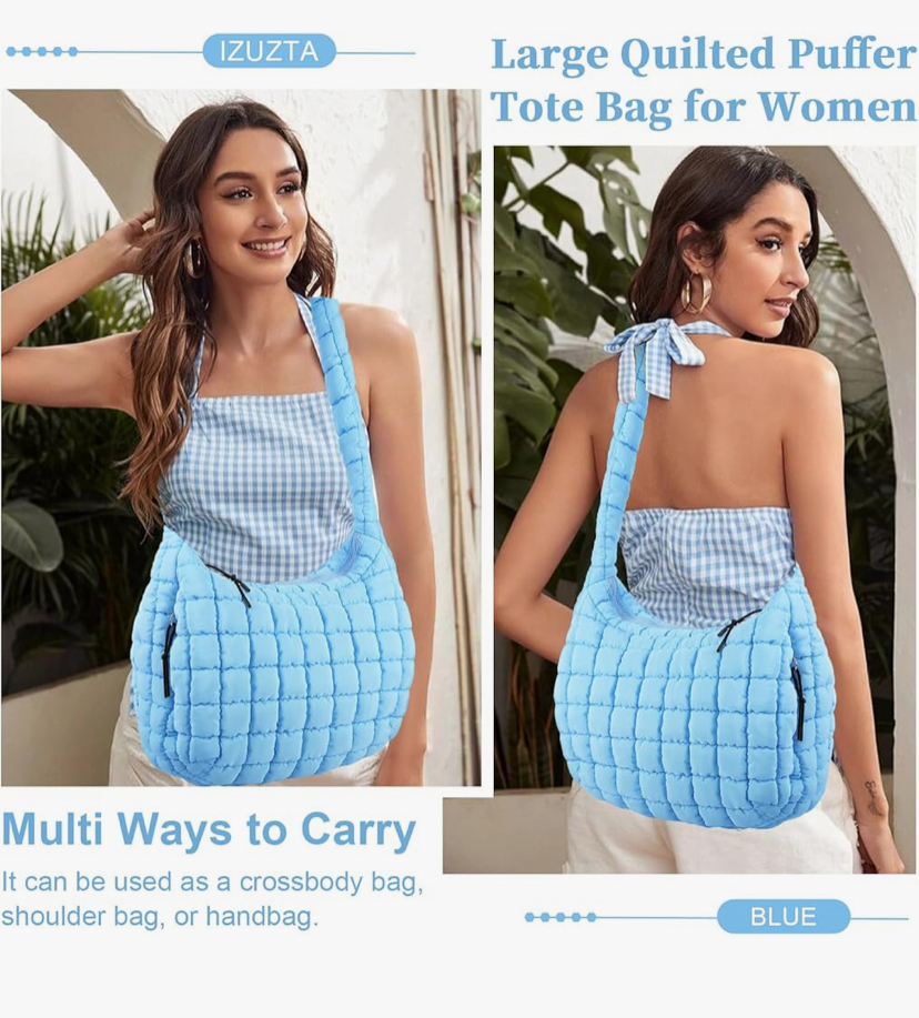 Quilted Carryall Hobo Puff Shoulder Bag - 3 Colors image