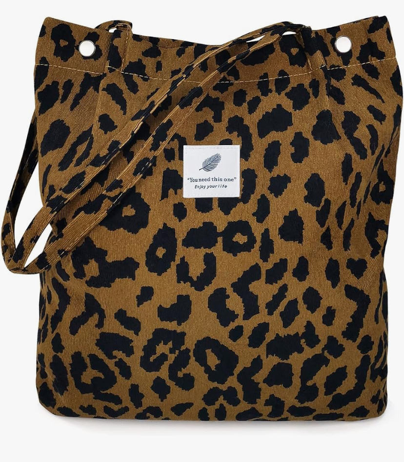 Corduroy Shoulder Tote Bag with Inner Pockets image