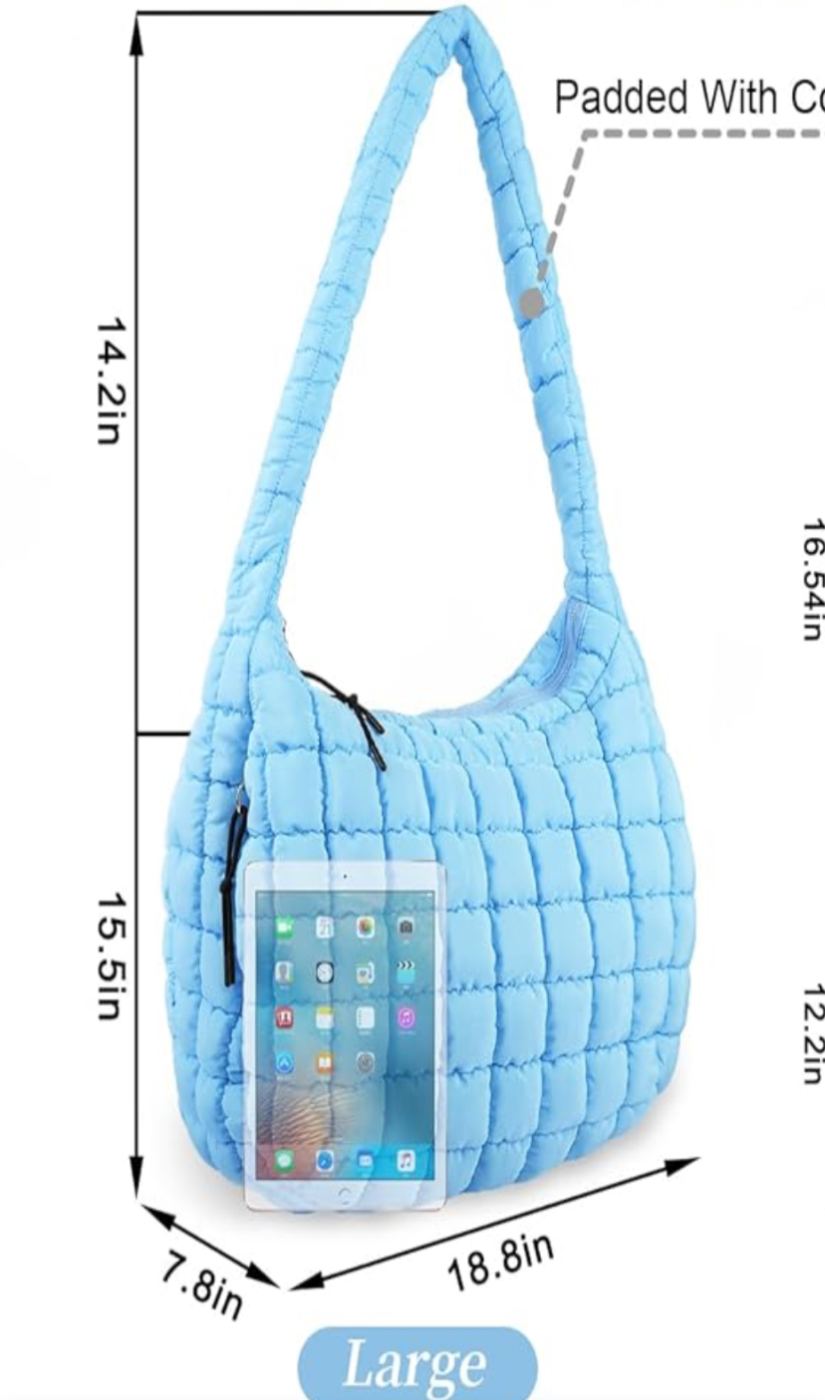 Quilted Carryall Hobo Puff Shoulder Bag - 3 Colors image